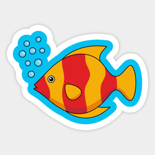 Red Orange Tropical Fish Sticker